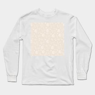 Elegant White Seashells Beige Pattern Long Sleeve T-Shirt